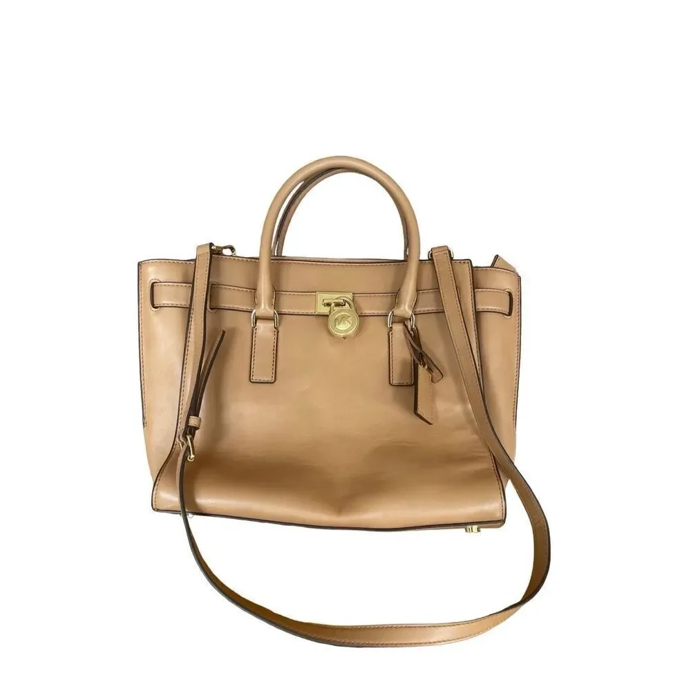 Michael Kors Hamilton Saffiano Leather Satchel Bag Dark Khaki